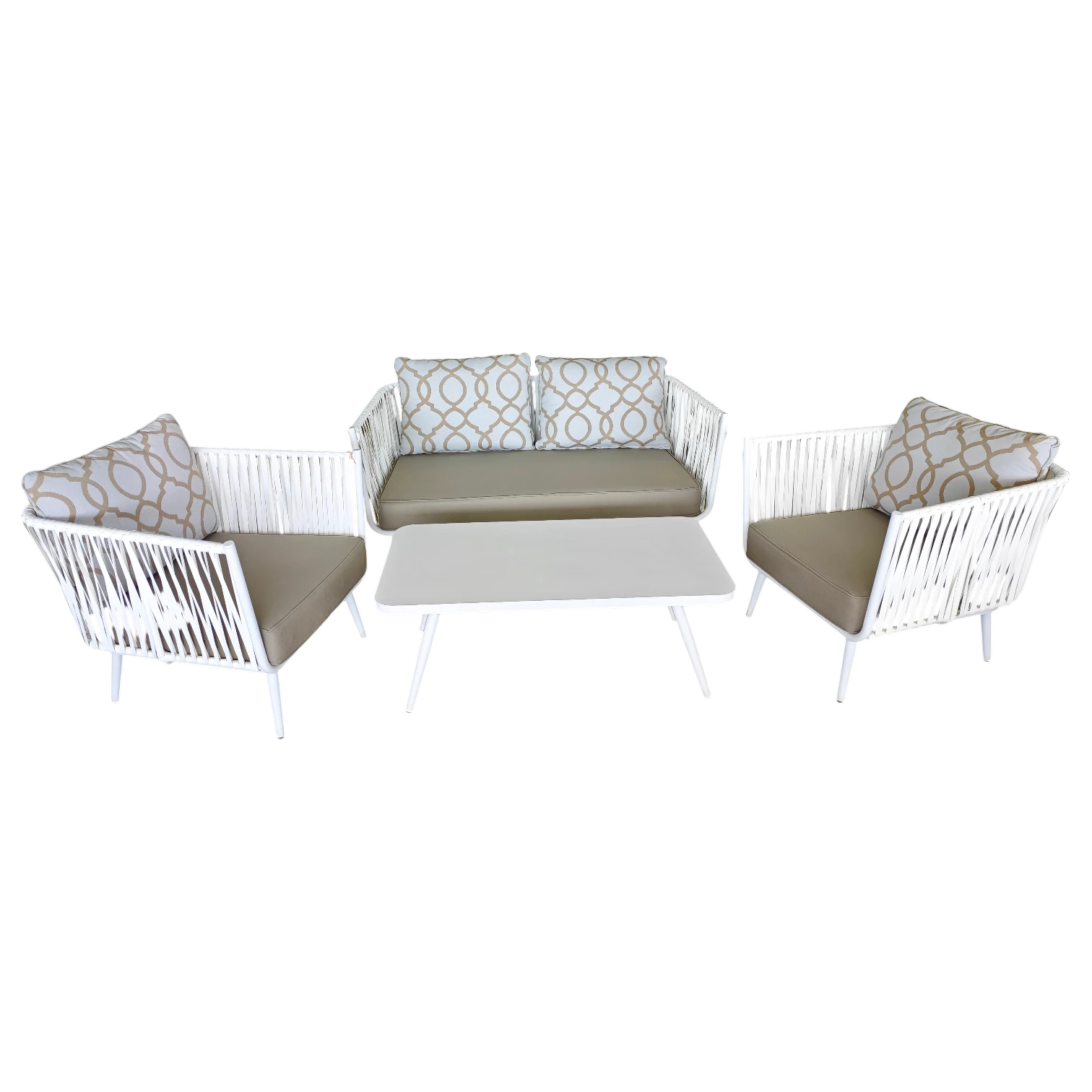 Malaga Outdoor set Malaga Outdoor Lounge Set - White Aluminum and wicker