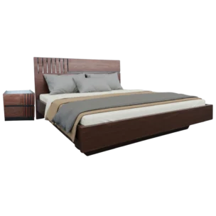 Wooden Bedroom Set with 1 Bed and 1 Night Stand