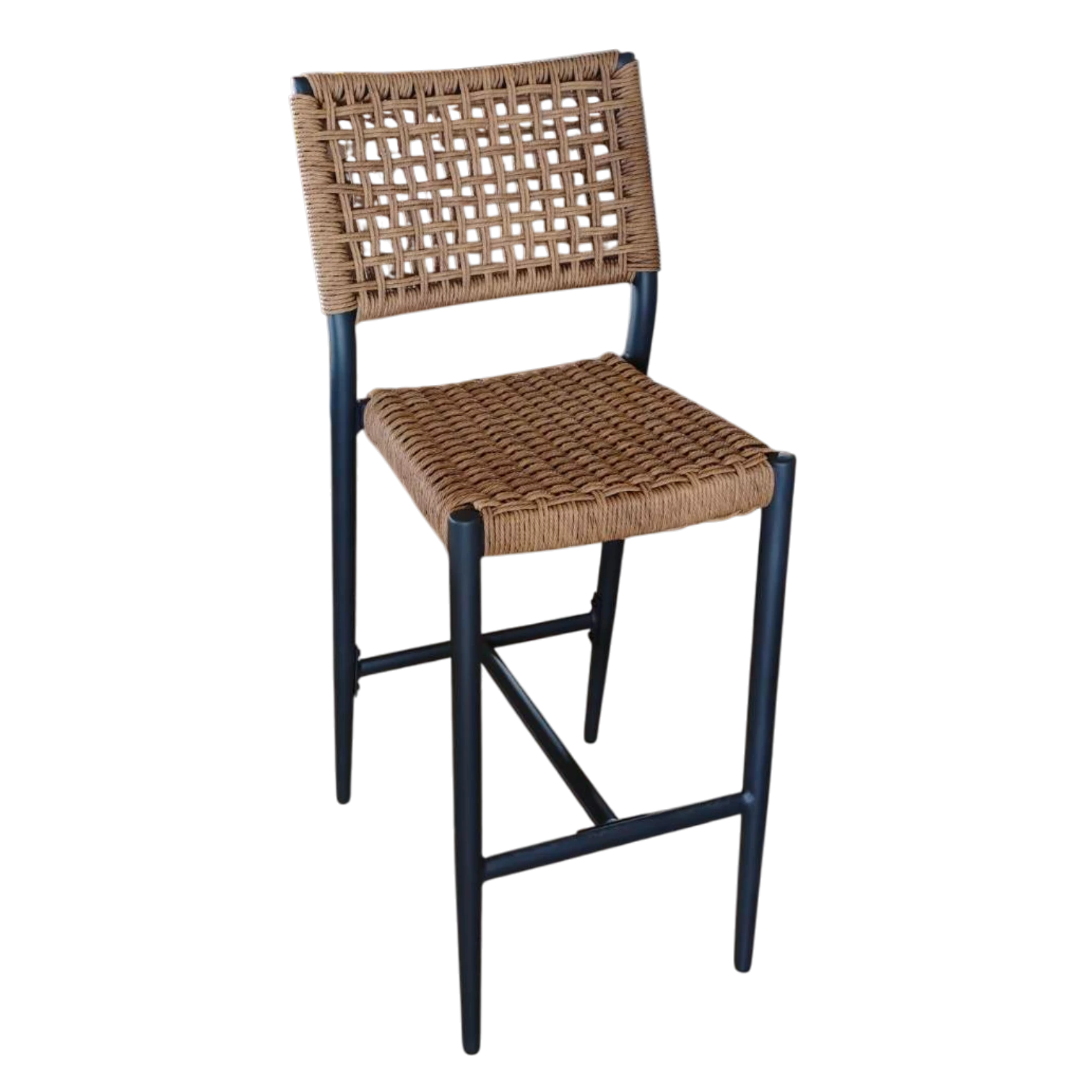 001187037058-BD-WESER-S Weser OutDoor Bar stool— Aluminum, Rattan, Wicker - Natural/Black