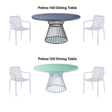 Palma Ourdoor Dining set— Aluminum, Glass — White