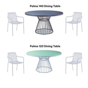 Palma Ourdoor Dining set— Aluminum, Glass — White