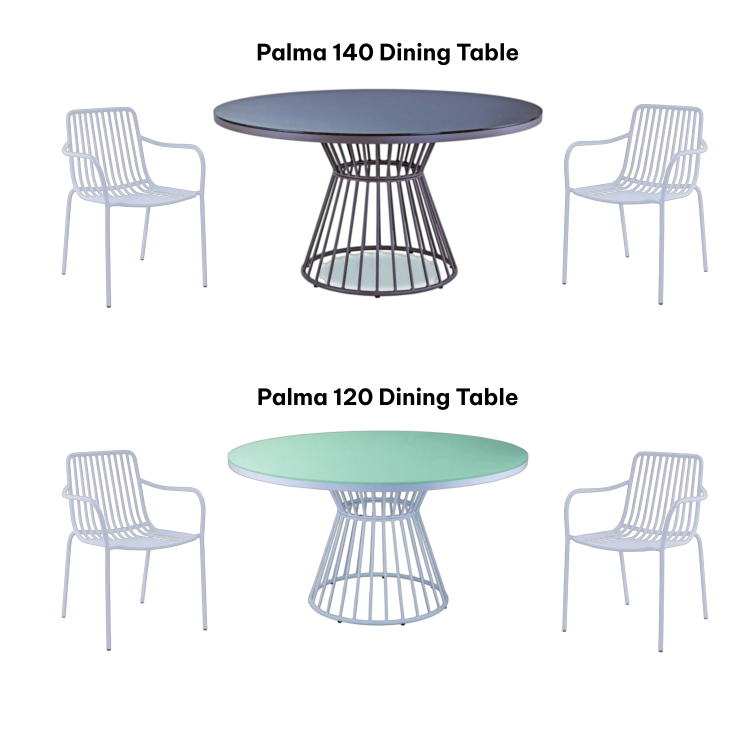 Palma Outdoor Dining Set Comnposite Palma Ourdoor Dining set— Aluminum, Glass — White