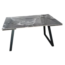 Aurex Extendable Dining Table - Black metal legs - Dark Grey Glossy ceramic - 140/200x80x75cm