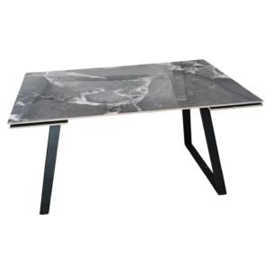 Aurex Extendable Dining Table - Black metal legs - Dark Grey Glossy ceramic - 140/200x80x75cm