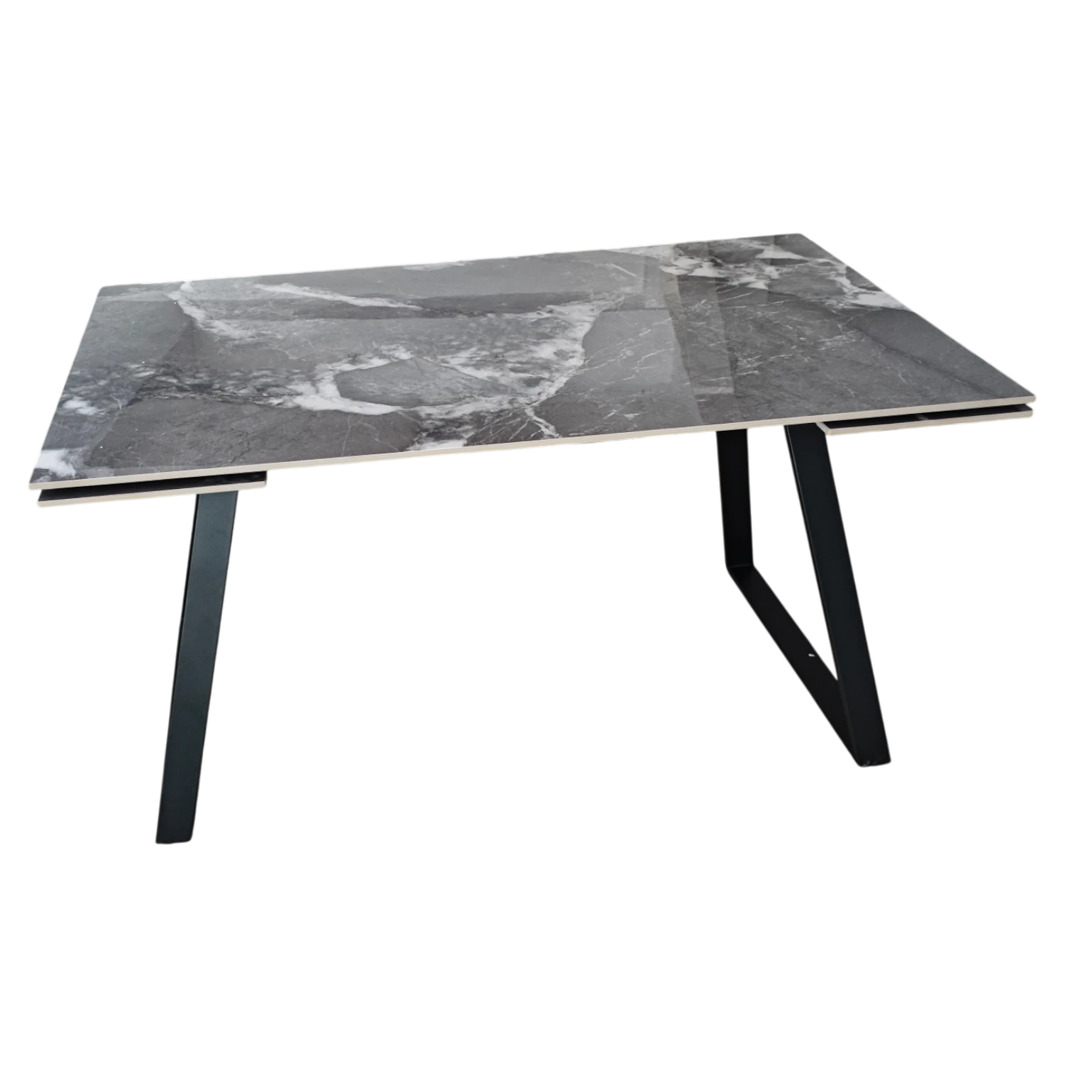 012193039041-RF-1156DT-3 Aurex Extendable Dining Table - Black metal legs - Dark Grey Glossy ceramic - 140/200x80x75cm