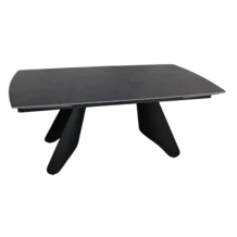 Synterella Extendable Dining Table - Black metal legs - Dark Grey Sintered stone - 180/260x90x75cm