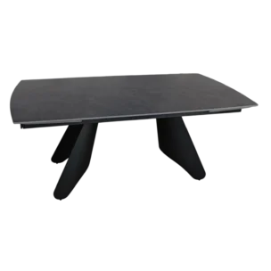 Synterella Extendable Dining Table - Black metal legs - Dark Grey Sintered stone - 180/260x90x75cm