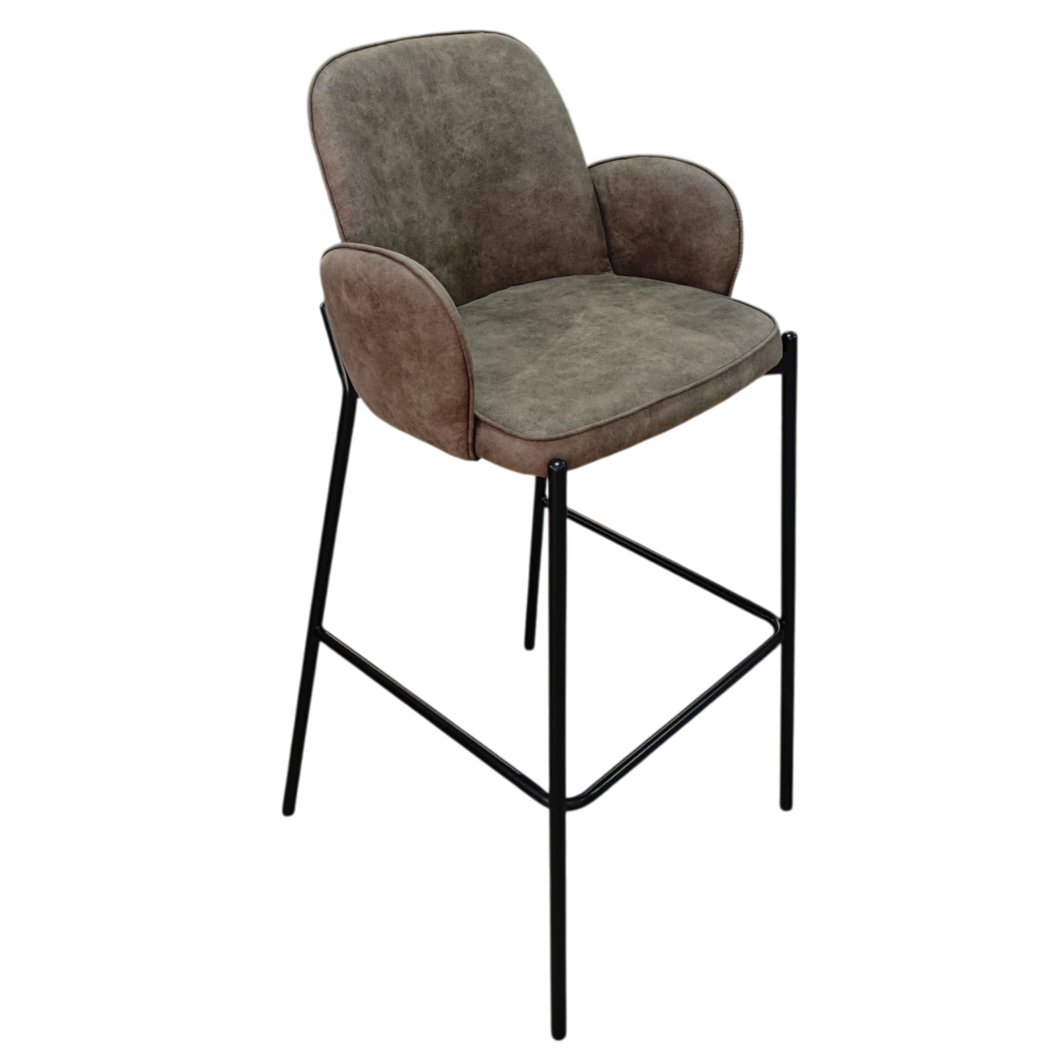 012208039059-UL-HDC046-side Malta bar Stool — Velvet Fabric — Brown - 52x54xH75/94cm