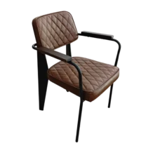 Claria Armchair with imitation leather - Brown - pub chair - 59x57x80cm