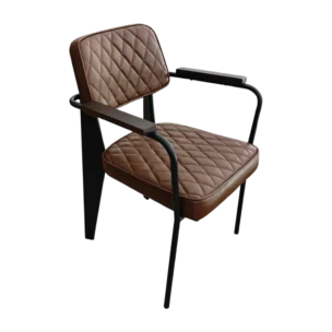 Claria Armchair with imitation leather - Brown - pub chair - 59x57x80cm