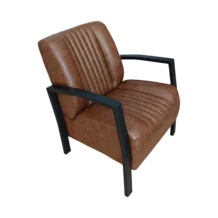 Vinans 1-seater sofa with imitation leather - Brown - pub chair - W66xD76xH85cm