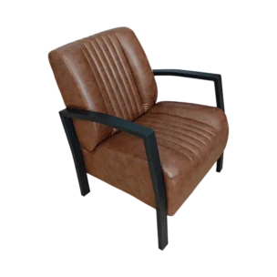 Vinans 1-seater sofa with imitation leather - Brown - pub chair - W66xD76xH85cm