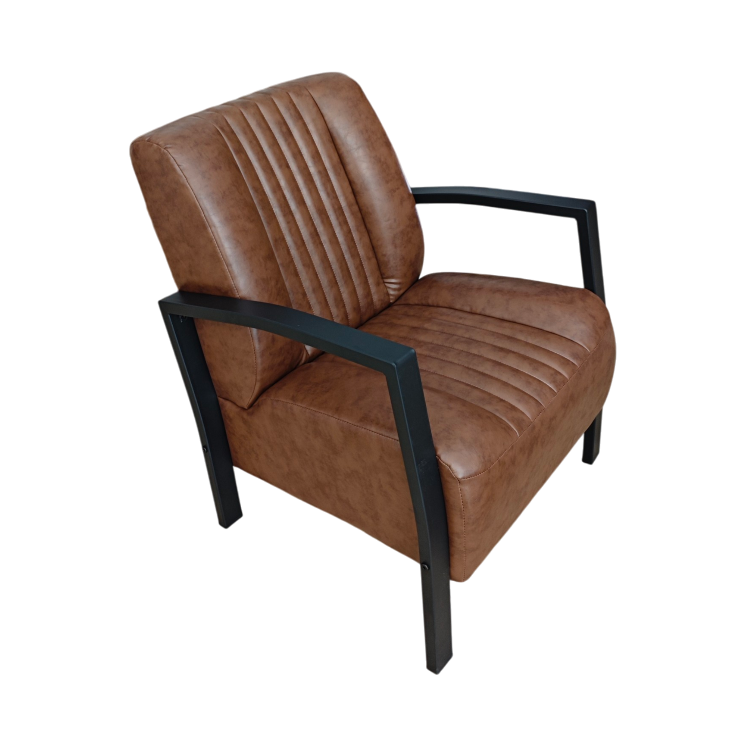 012309041003-AM-90-537-2 Vinans 1-seater sofa with imitation leather - Brown - pub chair - W66xD76xH85cm