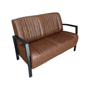 Vinans 2-seater sofa with imitation leather - Brown - pub chair - W128xD75xH84cm