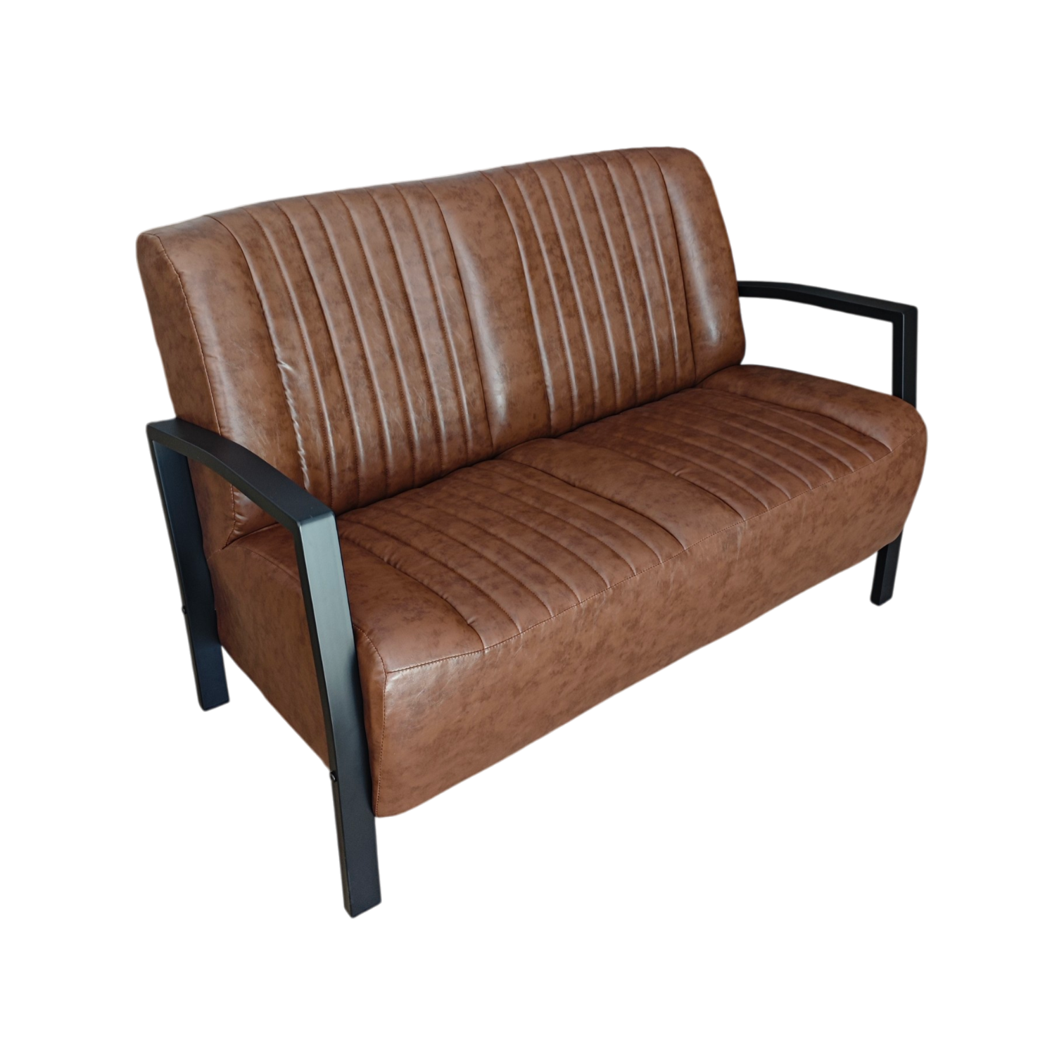 012309041004-AM-90-537-2-2 Vinans 2-seater sofa with imitation leather - Brown - pub chair - W128xD75xH84cm