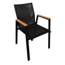 Yasuo 2 Armchair | Aluminum / Textline Outdoor Dining Chair - Black