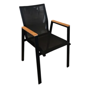 Yasuo 2 Armchair | Aluminum / Textline Outdoor Dining Chair - Black