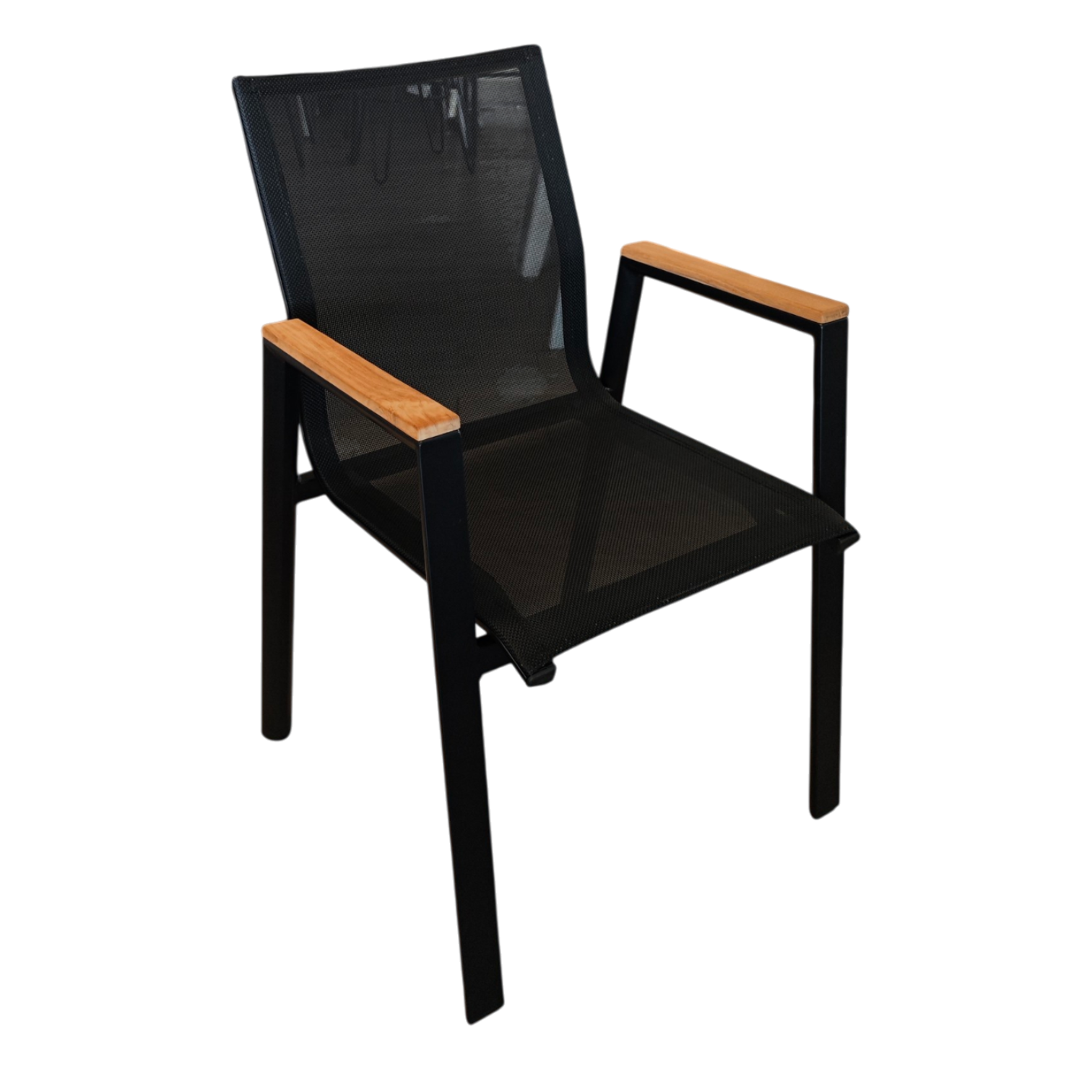 001268037067-EA-E3042-PW (2) Yasuo 2 Armchair | Aluminum / Textline Outdoor Dining Chair - Black