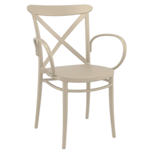 Cross XL Fauteuil Armchair | Stackable Outdoor Armchair - POLYPROYLENE PLASTIC - Taupe