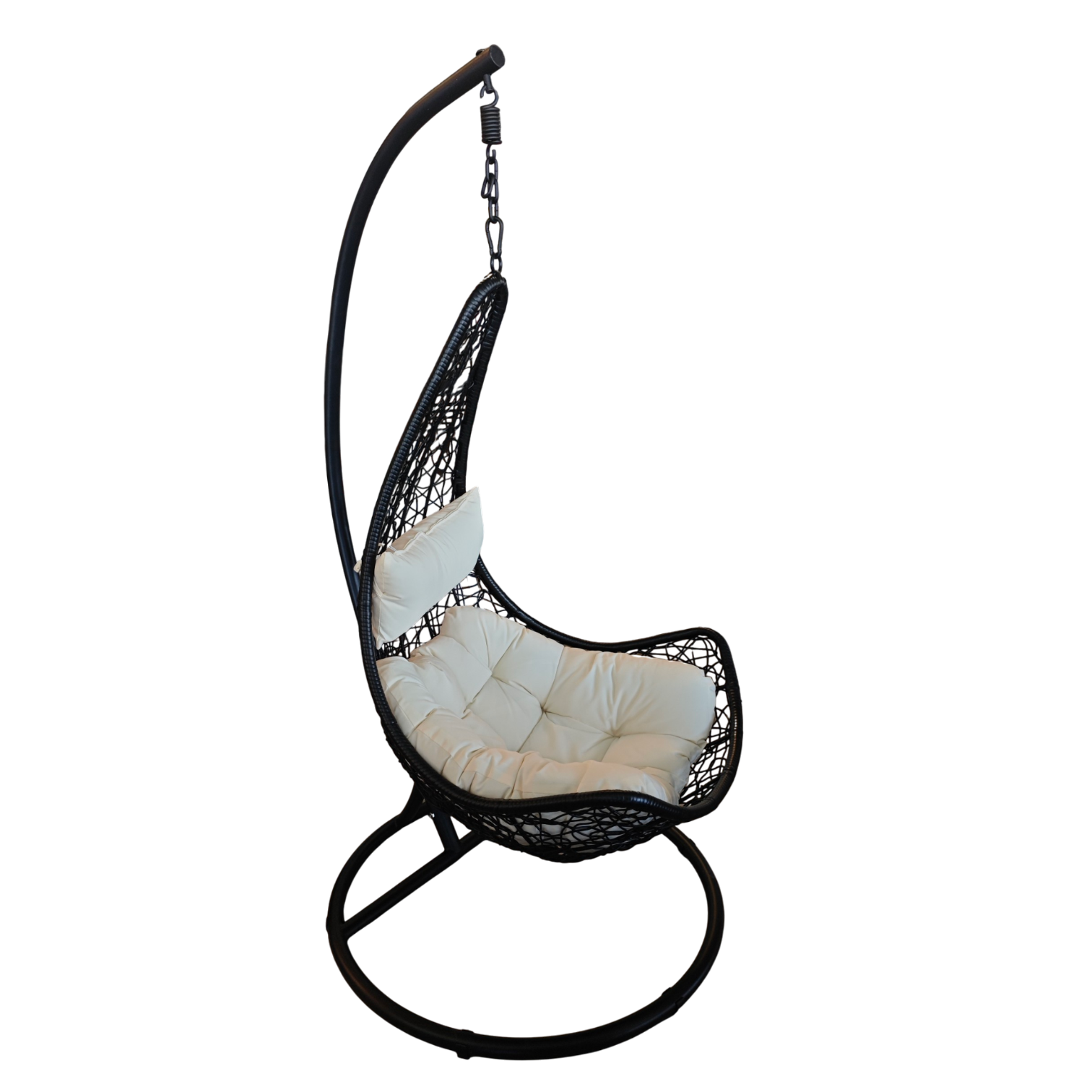 001189037009-FS-XD208 (3) Luna Hanging Chair | Outdoor Rattan Swing Chair - Dark Grey - W81xD79xH195cm