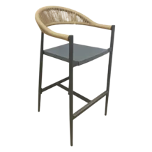 Siena wicker - Outdoor Barstool- honey/Black - aluminum pvc and Textline -W57.5xD59xH74/107.5cm