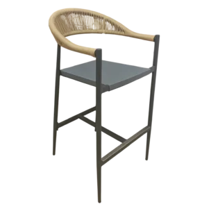Siena wicker - Outdoor Barstool- honey/Black - aluminum pvc and Textline -W57.5xD59xH74/107.5cm