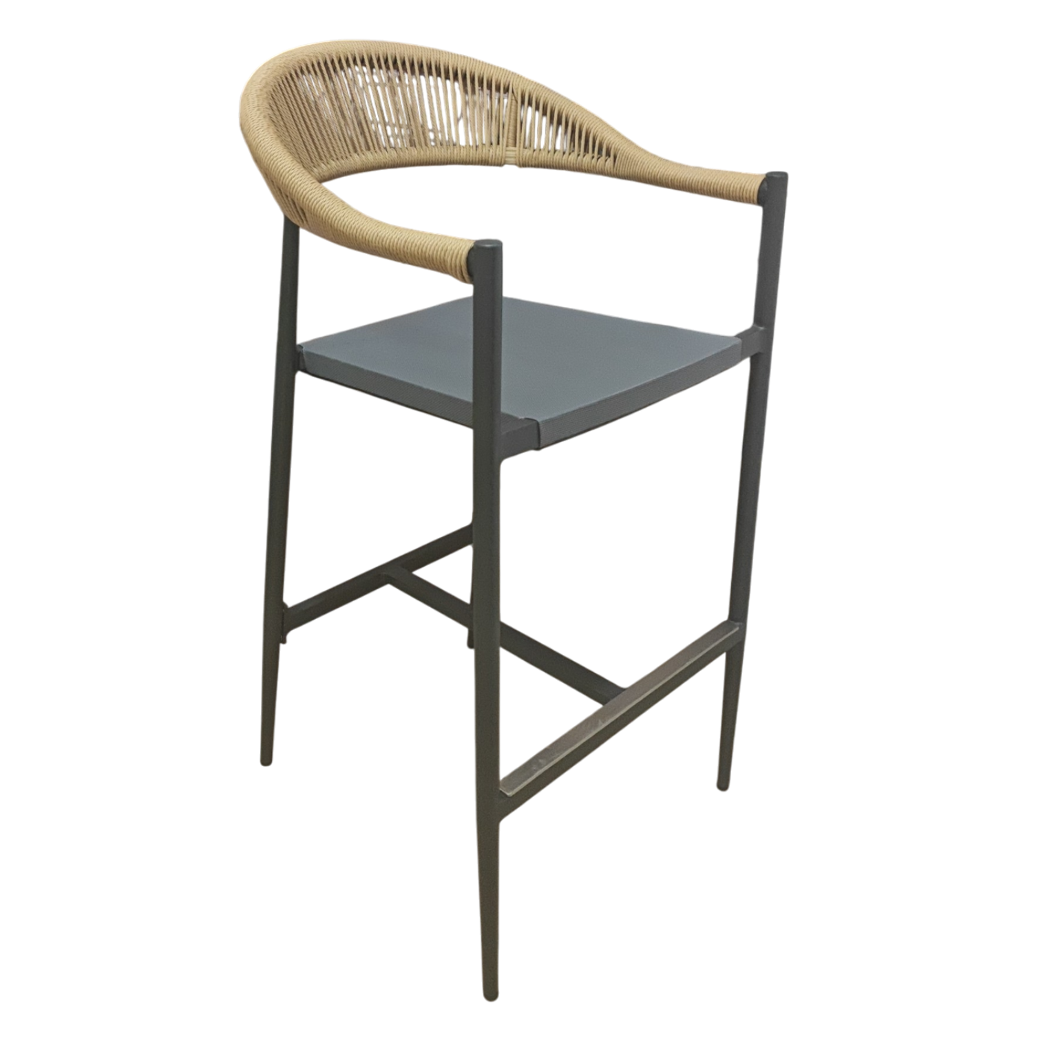 001189037010-FS-RS1406 (2) Siena wicker - Outdoor Barstool- honey/Black - aluminum pvc and Textline -W57.5xD59xH74/107.5cm