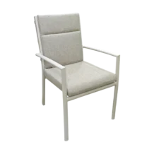 Avola beige aluminum outdoor armchair with seat and back cushions - W56xD66xH88cm