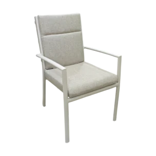 Avola beige aluminum outdoor armchair with seat and back cushions - W56xD66xH88cm