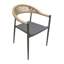 Siena wicker-Outdoor Armchair- honey/Grey- aluminum and Textline - W57xD60xH77cm