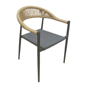 Siena wicker-Outdoor Armchair- honey/Grey- aluminum and Textline - W57xD60xH77cm