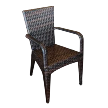 Papasan Armchair — Aluminum, Wicker - Dark Brown - L60xD61xH88cm