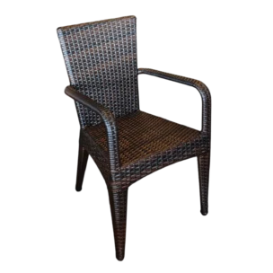 Papasan Armchair — Aluminum, Wicker - Dark Brown - L60xD61xH88cm