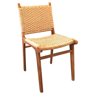 Java Teak Rattan Chair | Natural Wooden Dining Chair - 52 × 56 × H88 cm