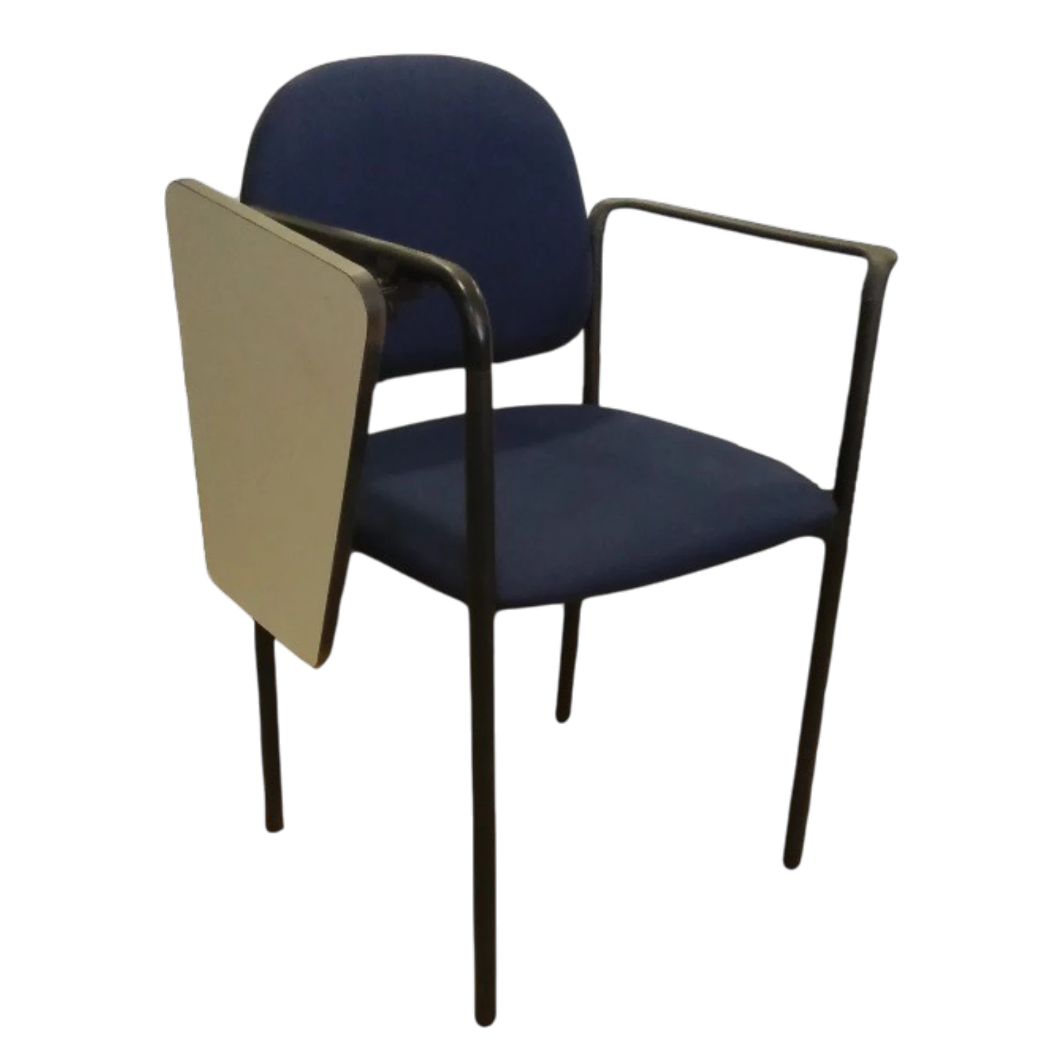 011153035056LM-QZYWC-04F_TRAY Dover navy-blue padded office chair with black metal arms and integrated writing tray