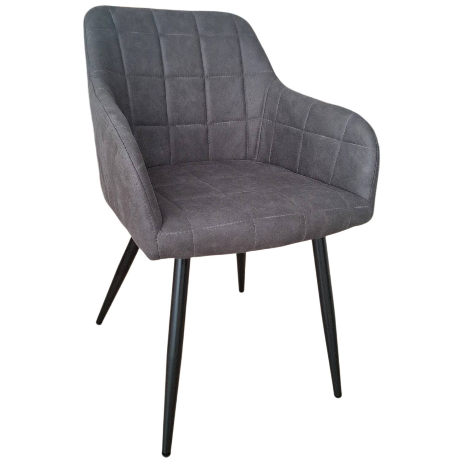 012208039060_UL-UDC8266-SQR Alta Dinning Chair — Metal, Microfiber — Grey - W60xD54.5xH83.6 (SH48) cm