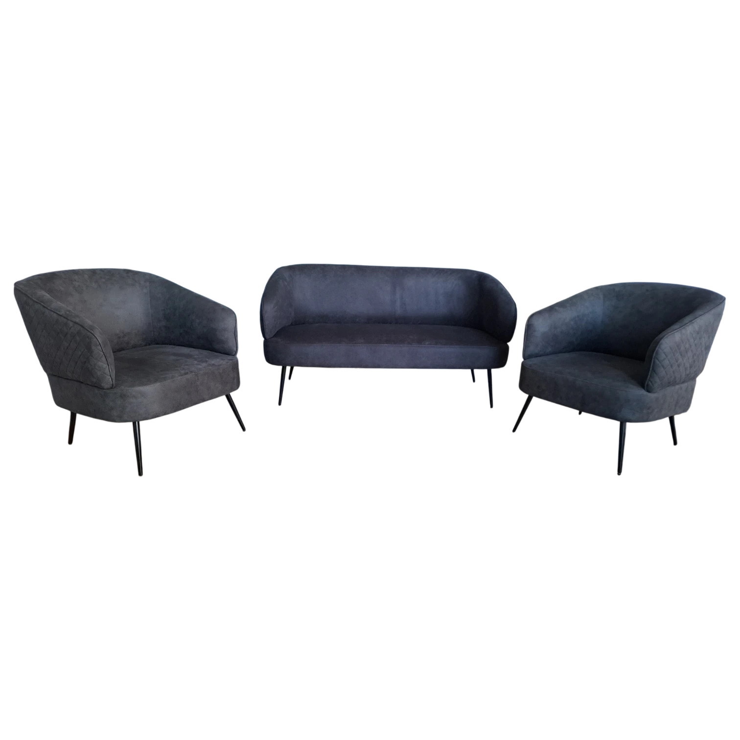 012208041004_UL-HSF222004_012208039054_UL-HSF212001 Sofa Set Fabric Dark Grey including one SOFA 2-SEAT W142xD68xH78.5cm and two LOUNGE CHAIR L68xD77xH78.5cm