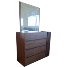 Melamine Dresser 105x46xH91 cm with mirror 80x80 cm walnut bedroom indoor