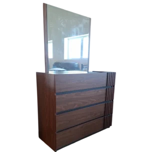 Melamine Dresser 105x46xH91 cm with mirror 80x80 cm walnut bedroom indoor