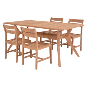 Outdoor Teak dining set Jasmine Table- Teak,Wood - 180x90cm Chair with Teak W46xD58xH85cm Armchair with Teak W56xD58xH85cm