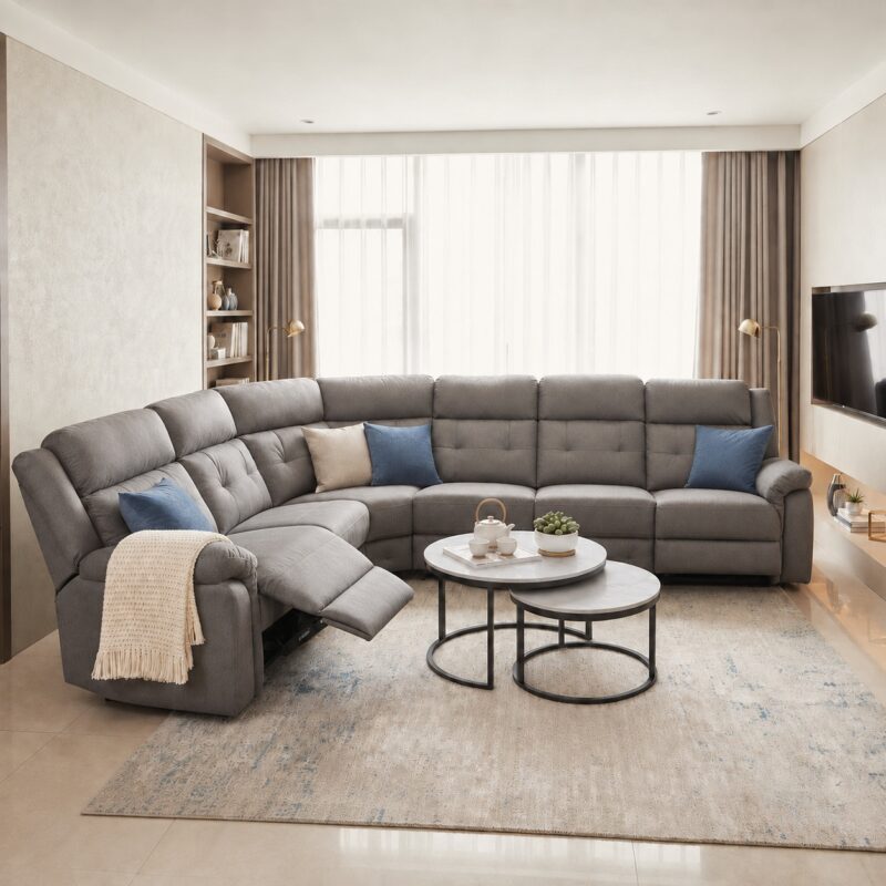 Thorn Recliner Corner Sofa with reclining seat in modern living room